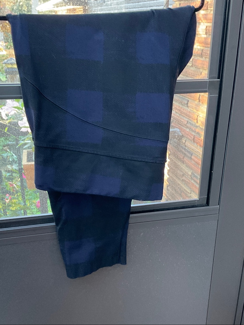 Melissa McCarthy Seven7 Navy and Black Check Straight Leg Pants